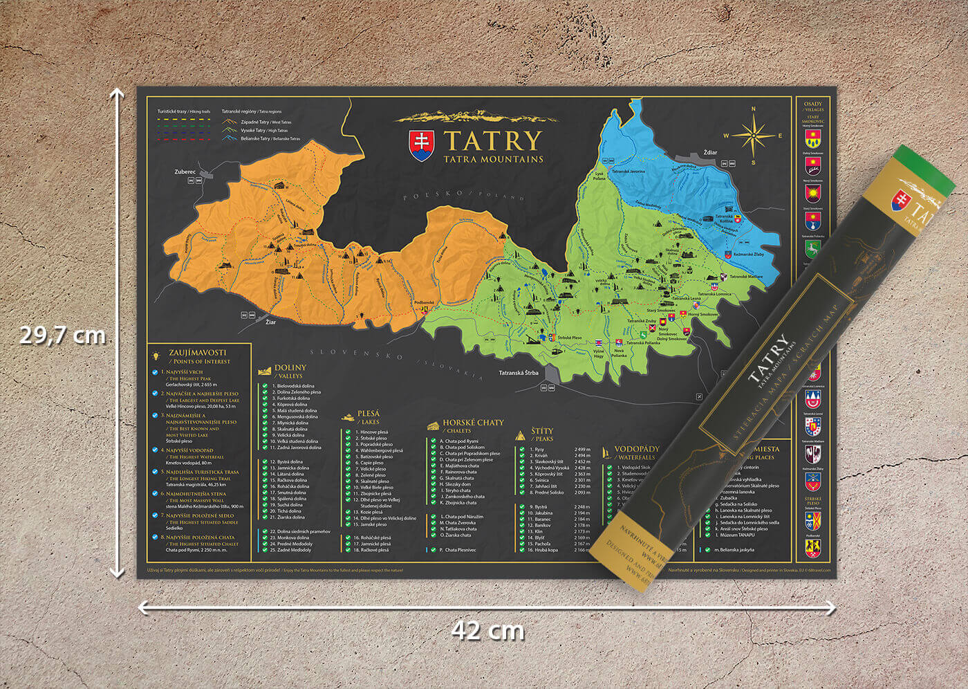 Mapa para rascar de los montes Tatra