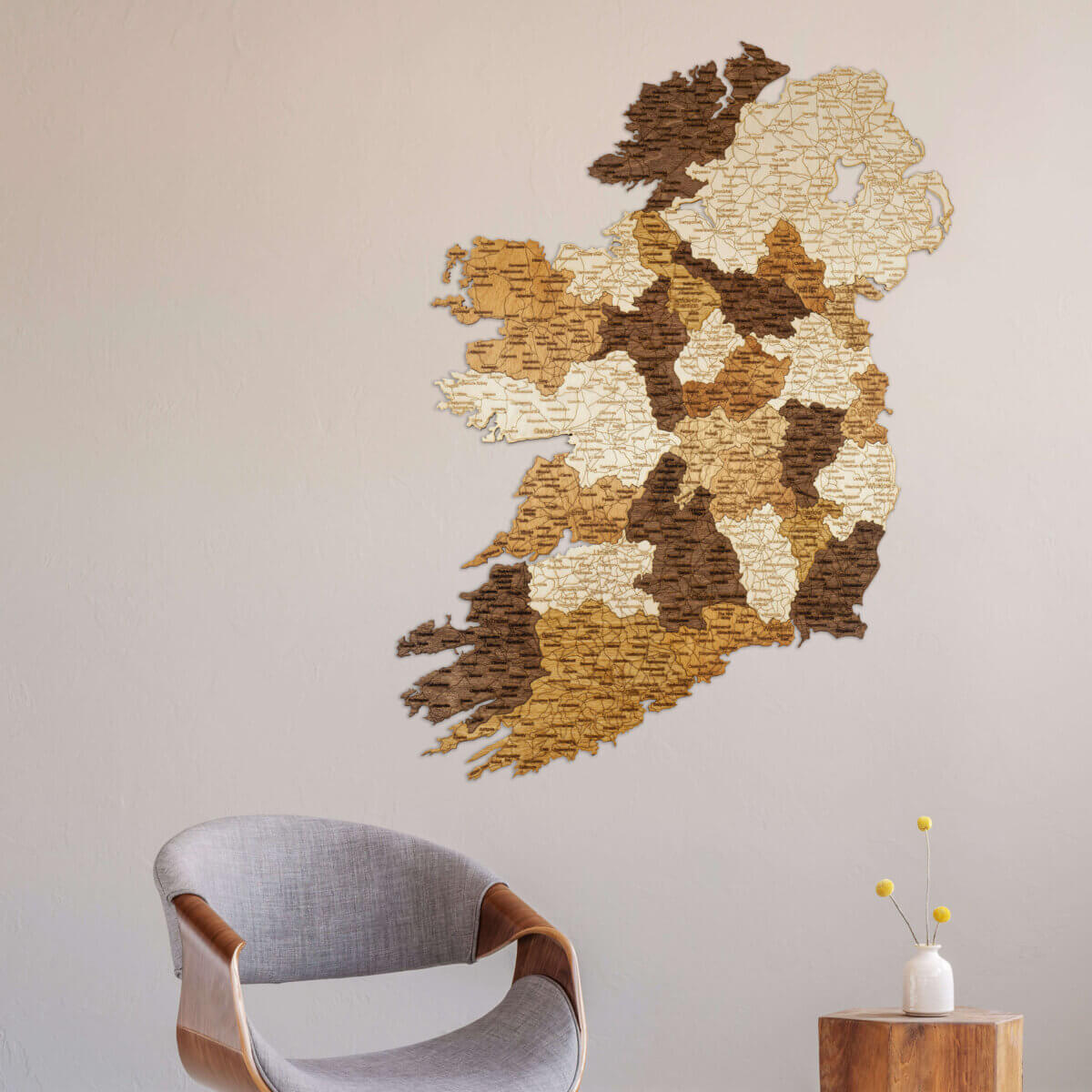 Mapa de madera de Irlanda
