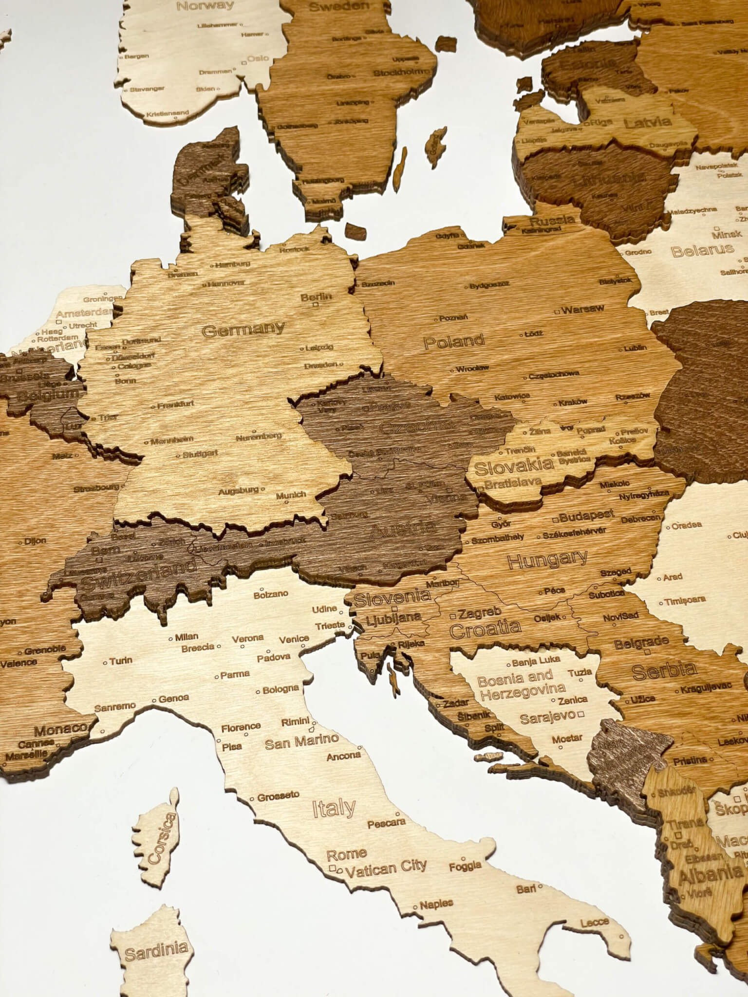 Central Europe - Wooden Map of Europe