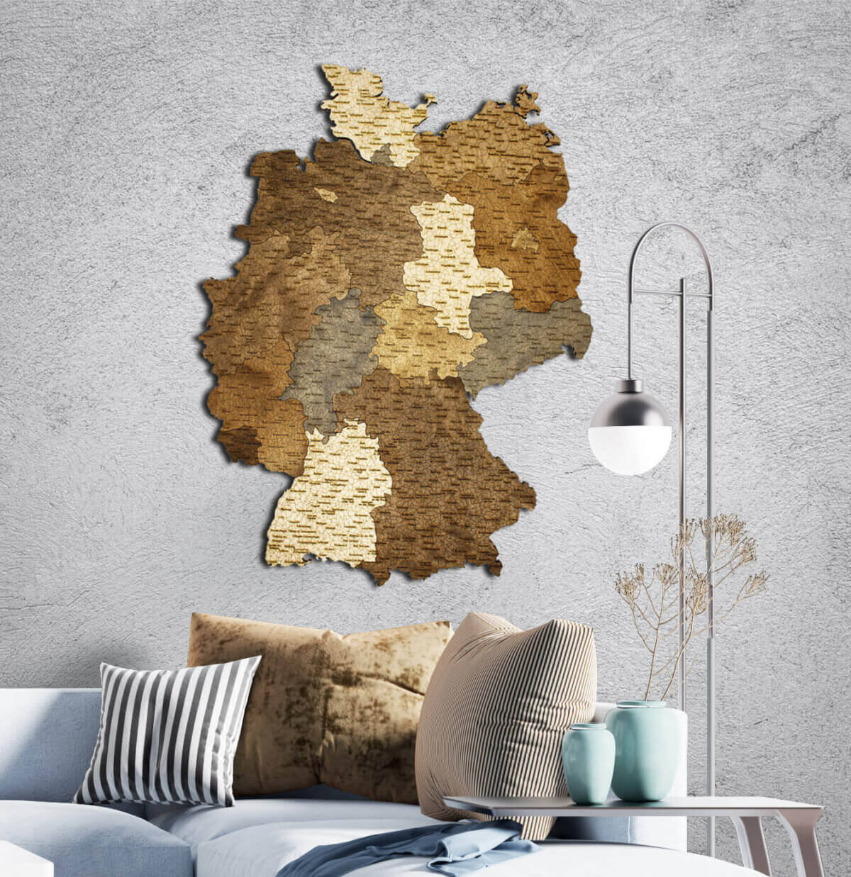 Mapa de madera de Alemania - Decoración mural multicapa