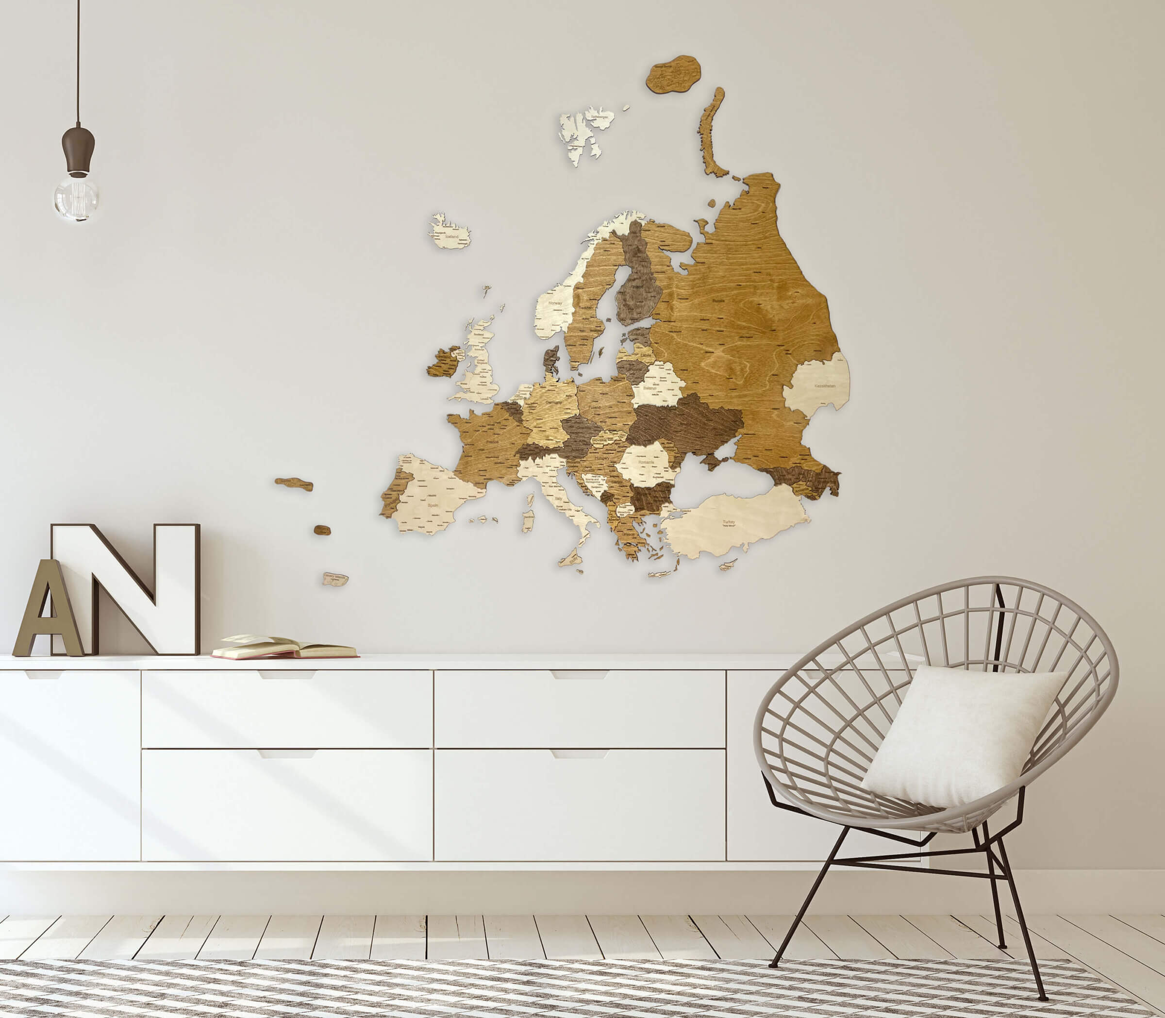 3D Wooden Map of Europe - Wall Decoration