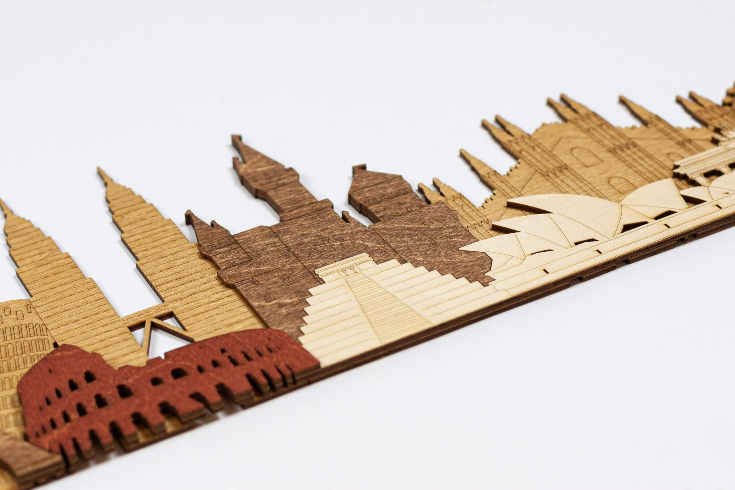 Monumentos y atracciones de madera en 3D