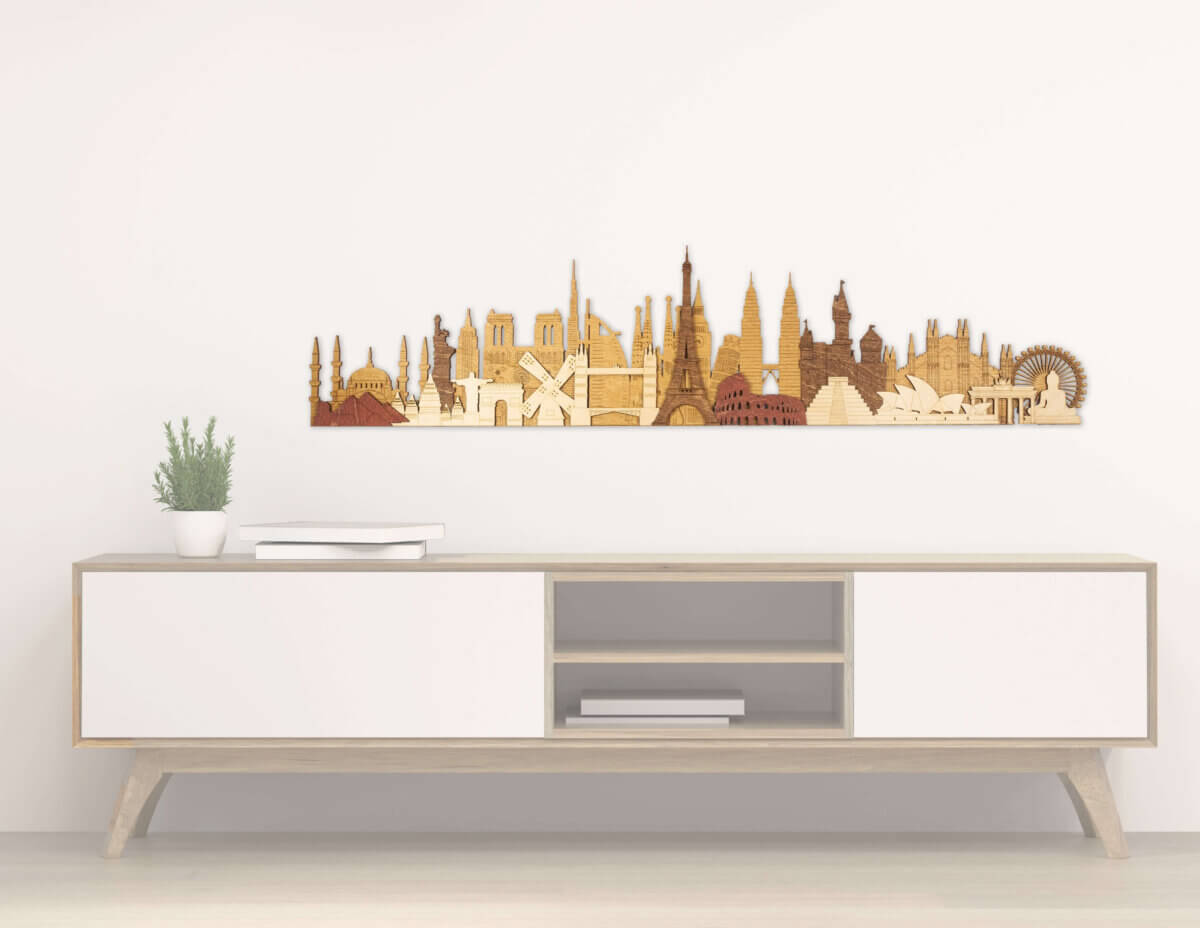 Monumentos y atracciones de madera 3D - Decoración de pared