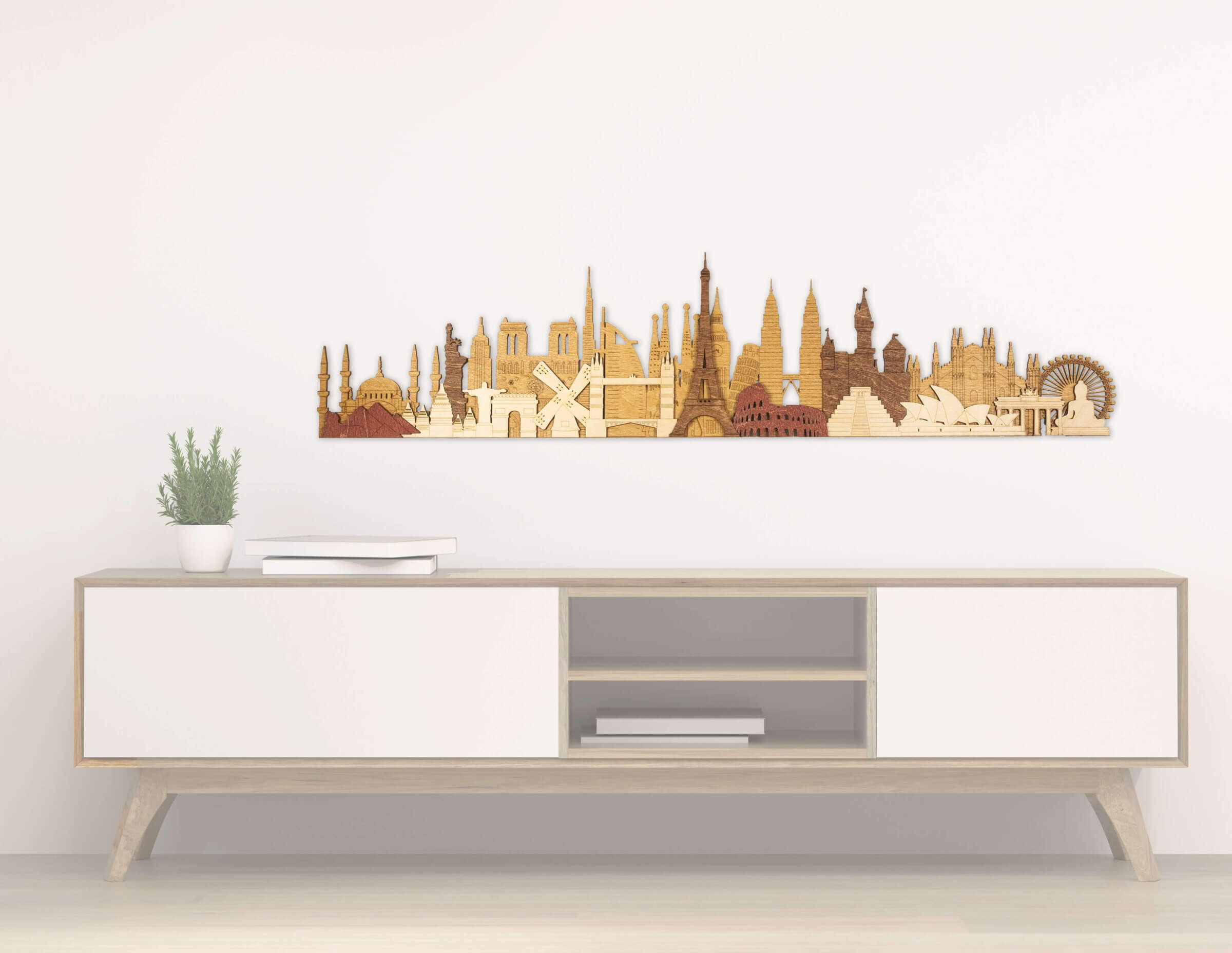 Monumentos y atracciones de madera 3D - Decoración de pared