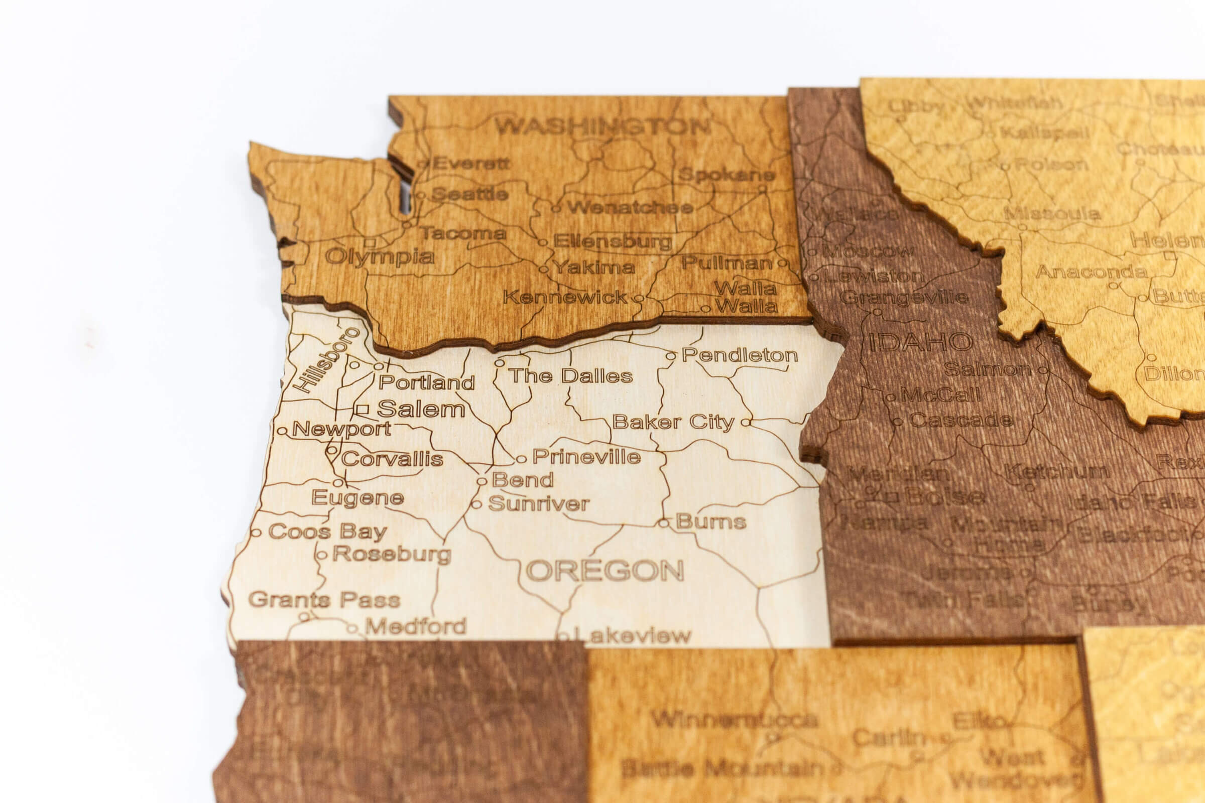 Mapa de madera 3D de EE. UU.