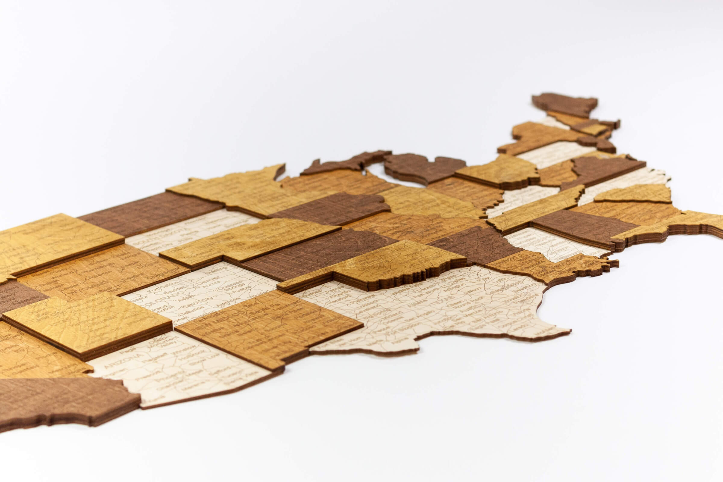 Mapa 3D de madera de EE. UU.