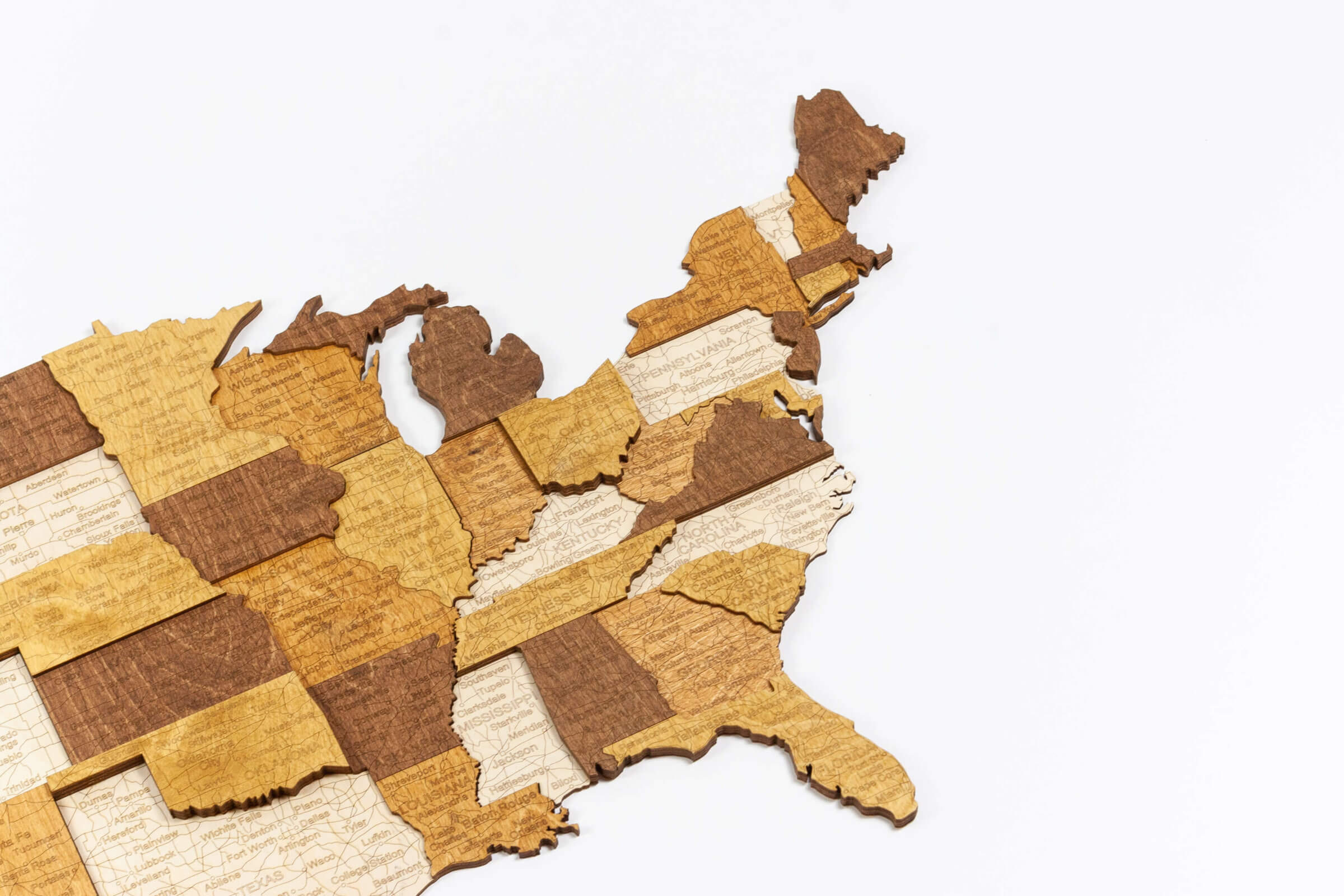 Mapa 3D de madera de EE. UU.