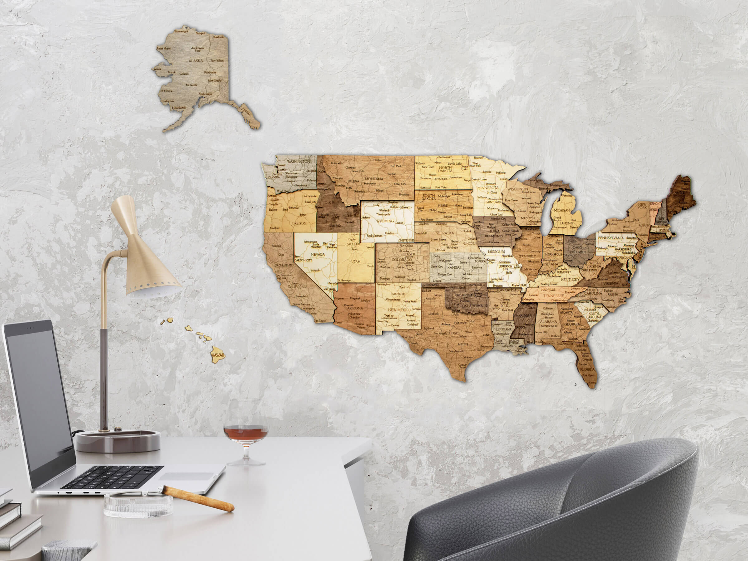 Mapa de madera de Estados Unidos